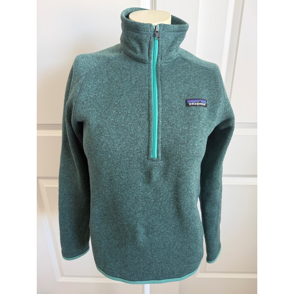 Patagonia Better Sweater 1/4 Zip Fleece Pullover Green Heathered Womens XS